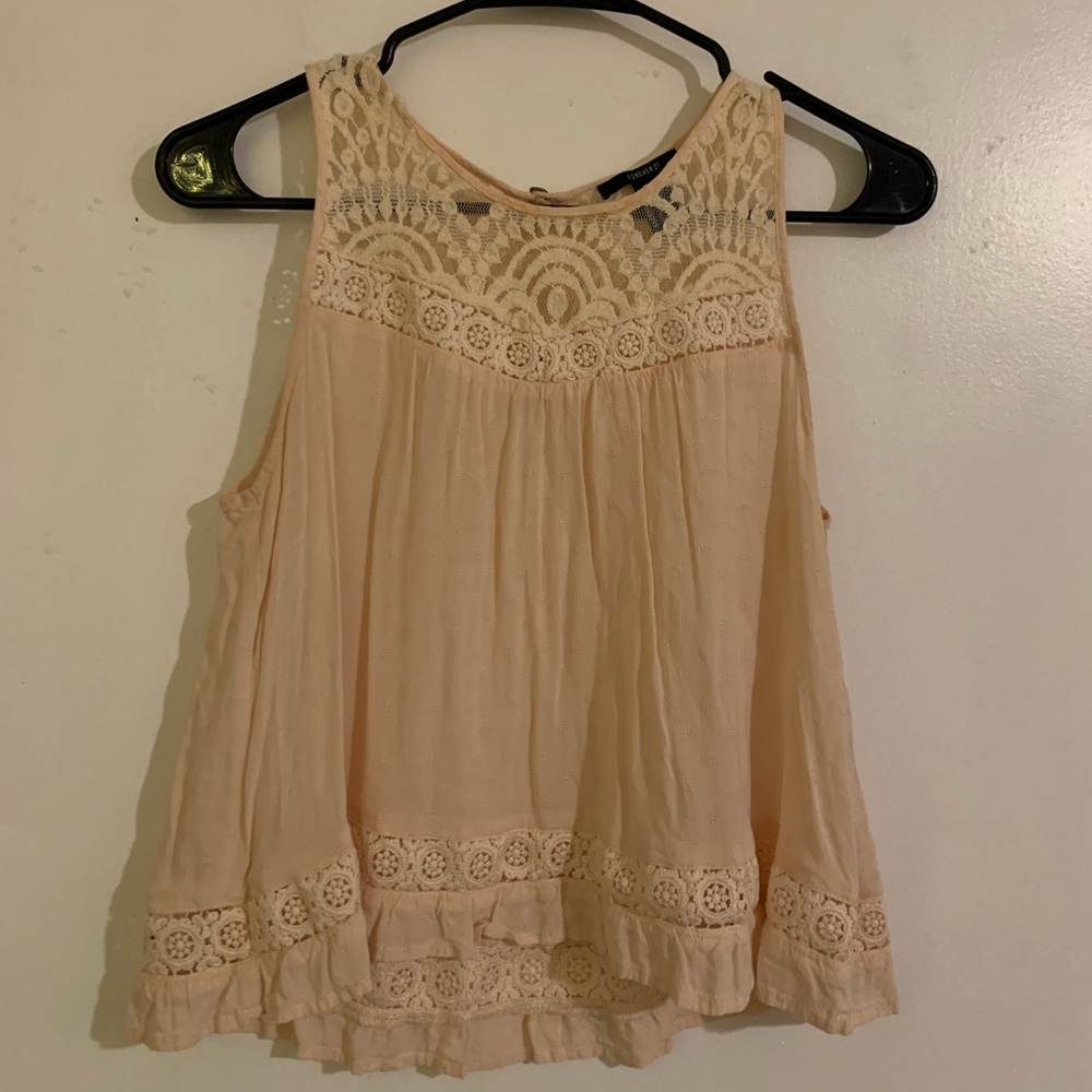 small pink forever 21 lace tank